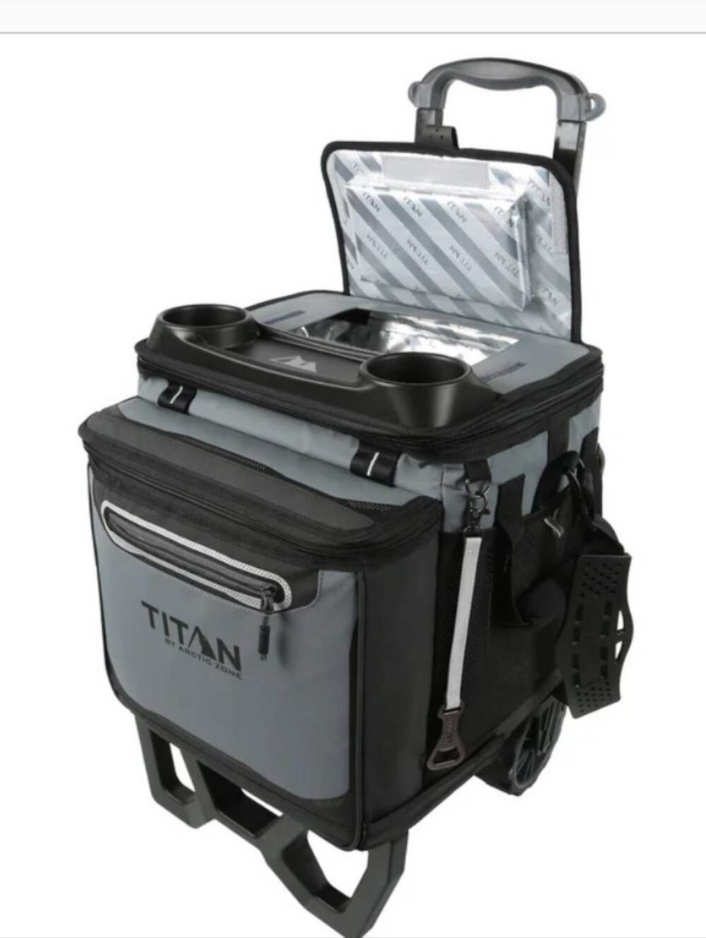 Titan Deep Freeze 60-Can Rolling Cooler w/ All-Terrain Cart Collapsible Wheeled